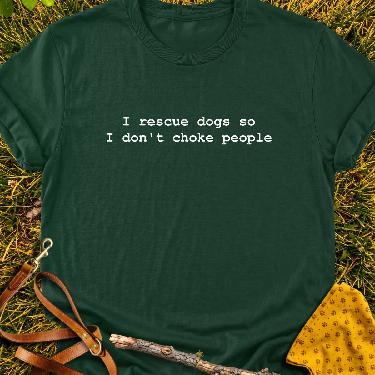 Rescue Dogs T-shirt in Forest Green - Furever Mode rescue dog tee