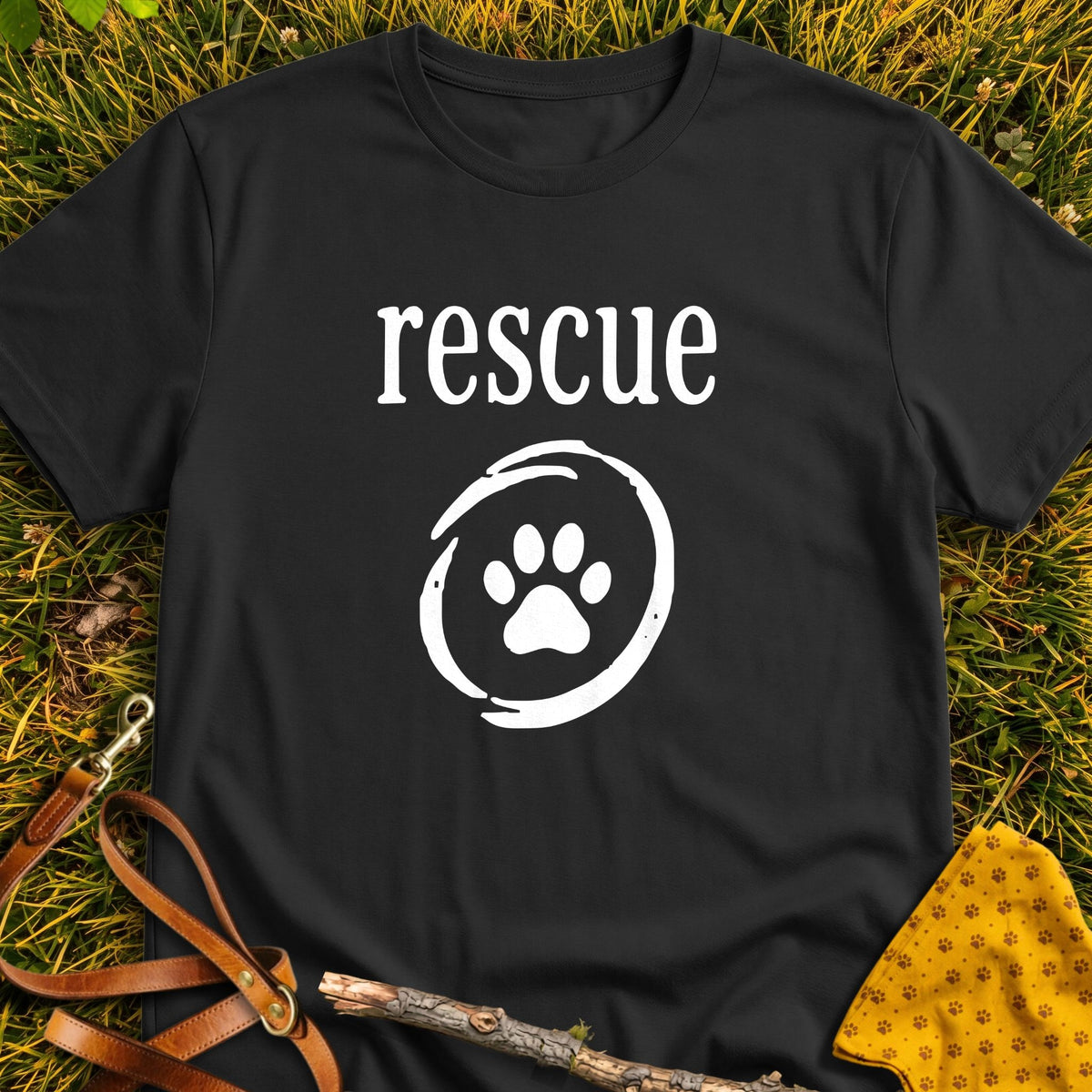 Rescue Emblem T-shirt in Black - Furever Mode rescue dog tee