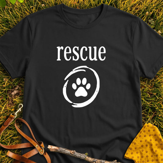 Rescue Emblem T-shirt in Black - Furever Mode rescue dog tee