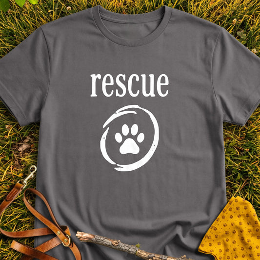 Rescue Emblem T-shirt in Charcoal - Furever Mode rescue dog tee