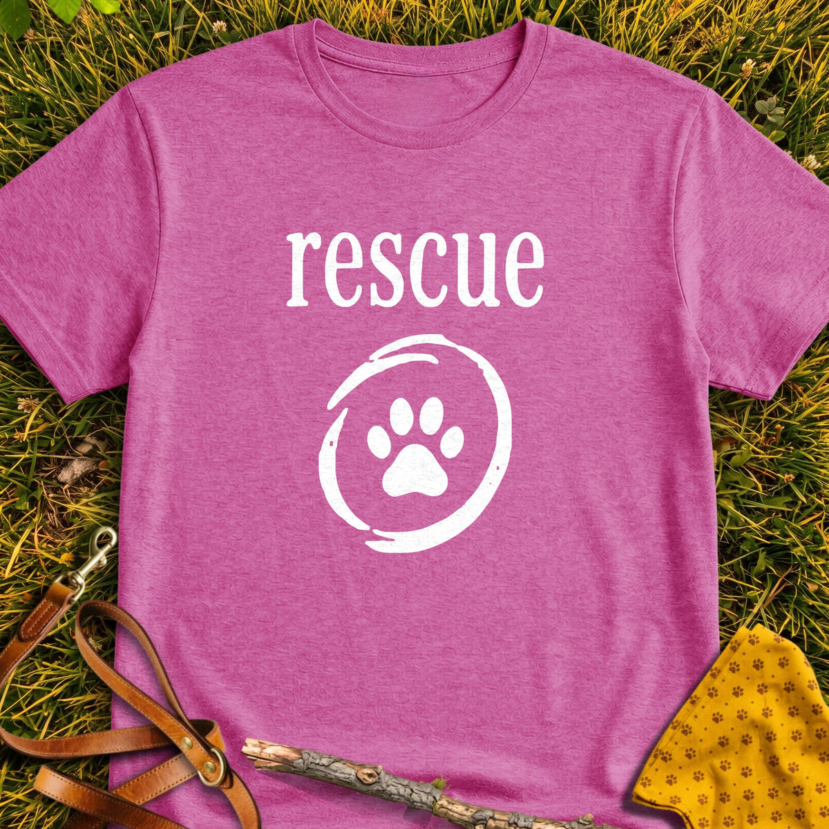 Rescue Emblem T-shirt in Heather Berry - Furever Mode rescue dog tee