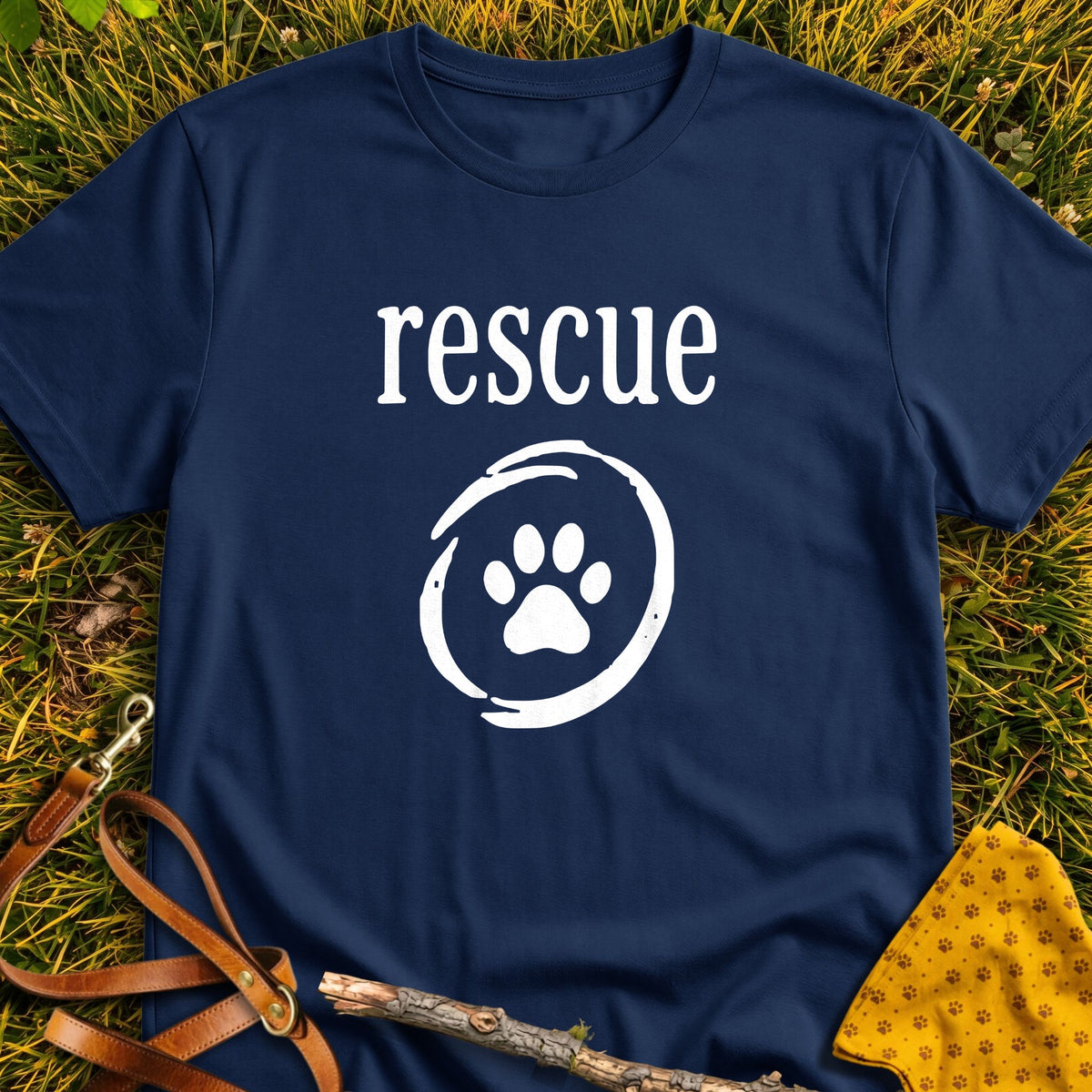 Rescue Emblem T-shirt in Navy - Furever Mode rescue dog tee