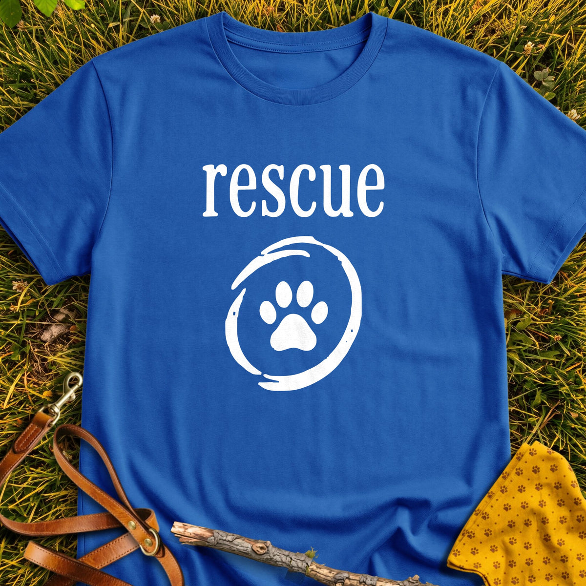 Rescue Emblem T-shirt in Royal - Furever Mode rescue dog tee
