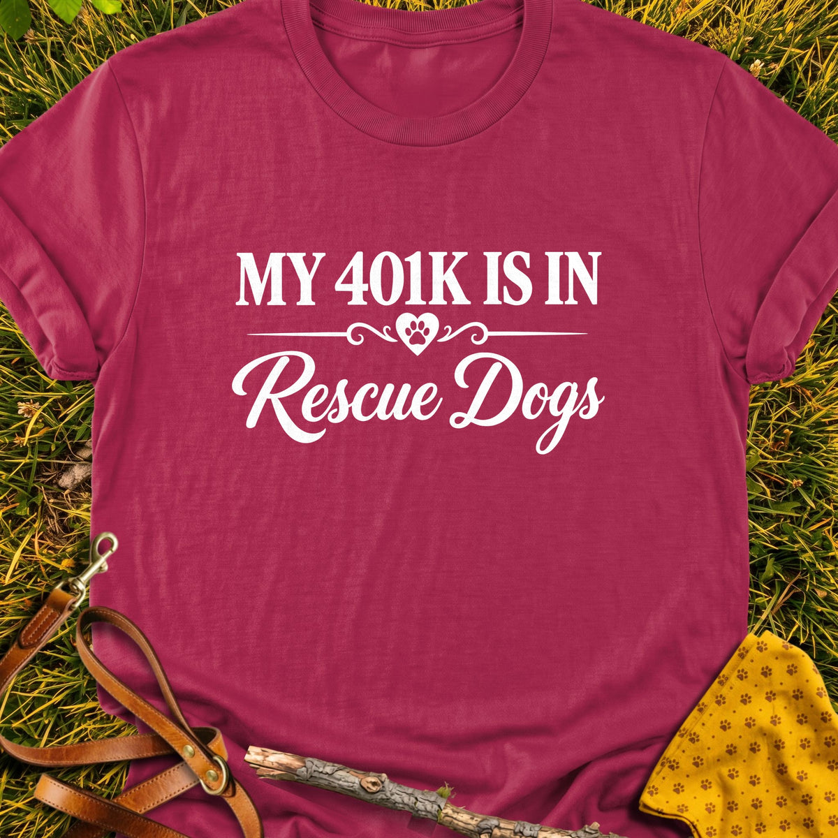Rescue Fund T-shirt in Cardinal Red - Furever Mode rescue dog tee