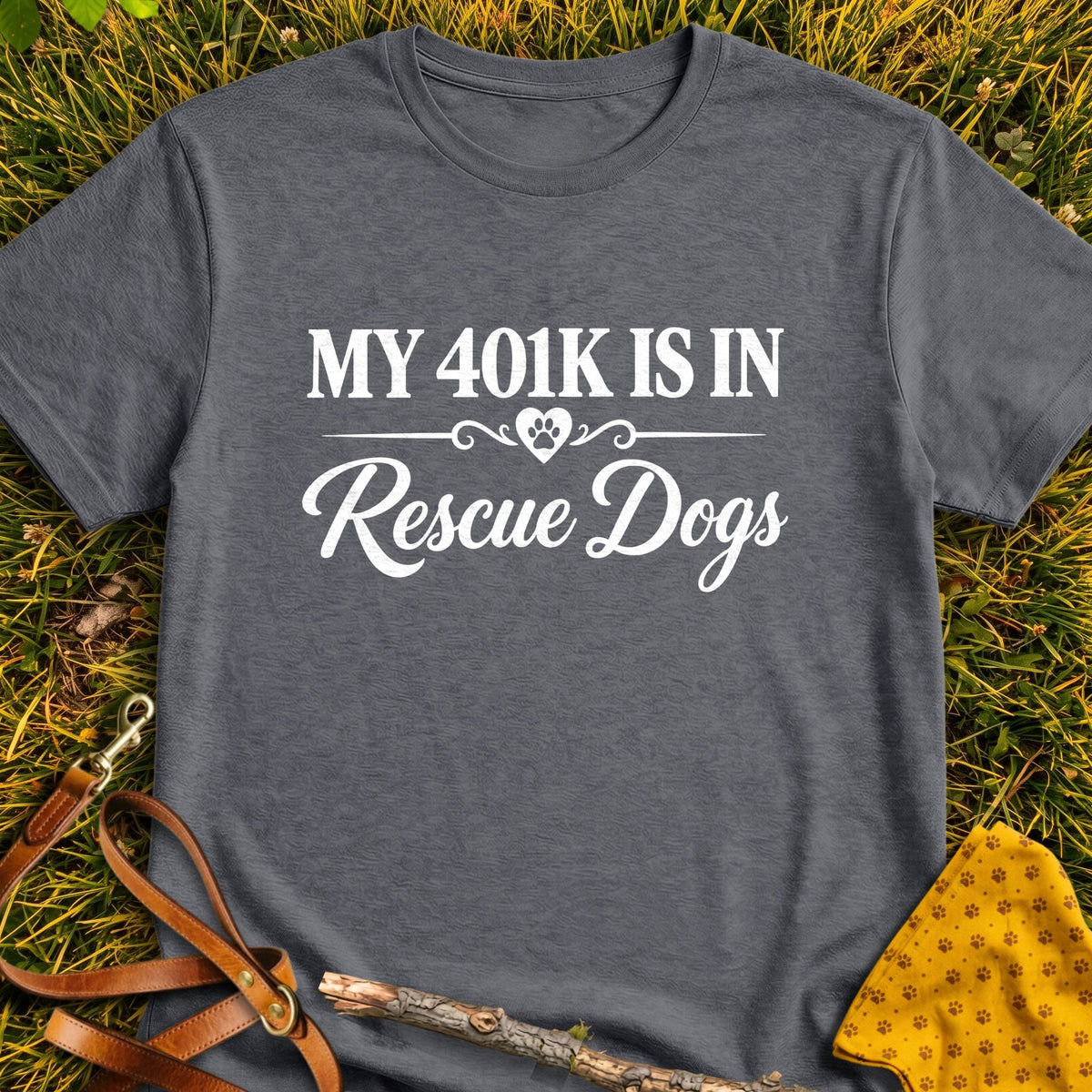 Rescue Fund T-shirt in Dark Heather - Furever Mode rescue dog tee