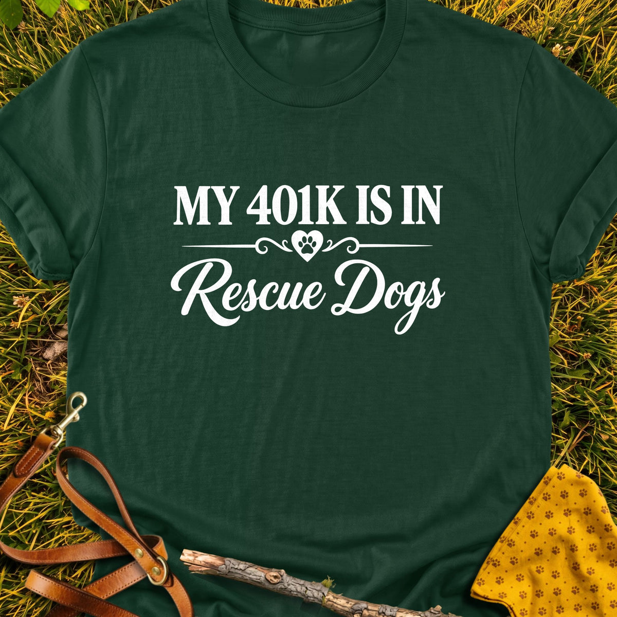 Rescue Fund T-shirt in Forest Green - Furever Mode rescue dog tee