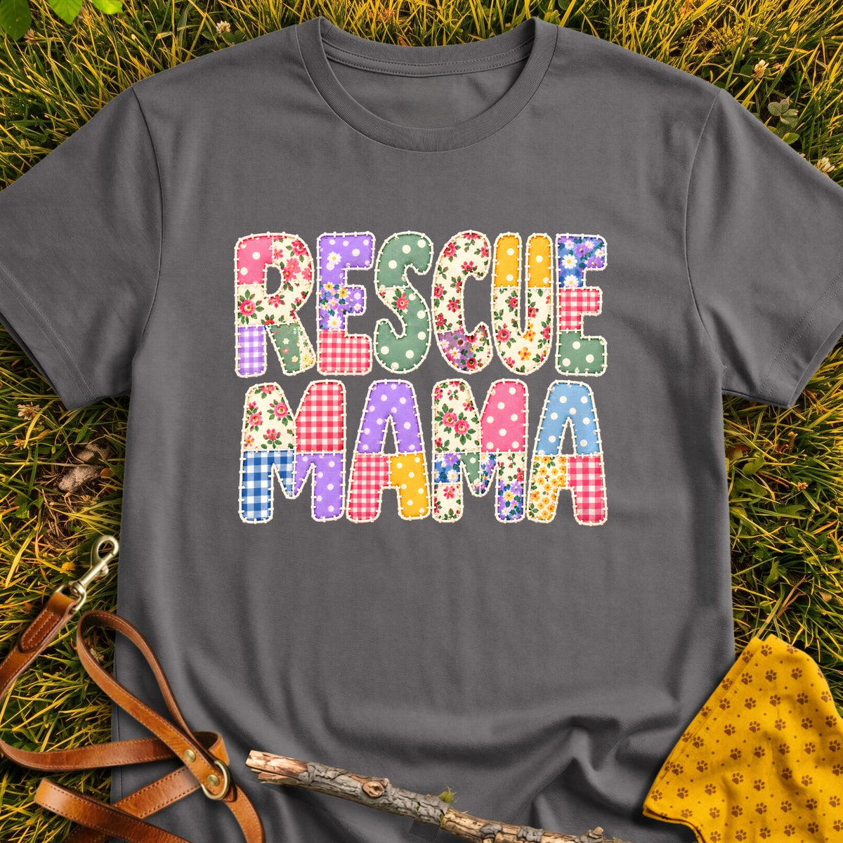 Rescue Mama T-shirt in Charcoal - Furever Mode rescue dog tee