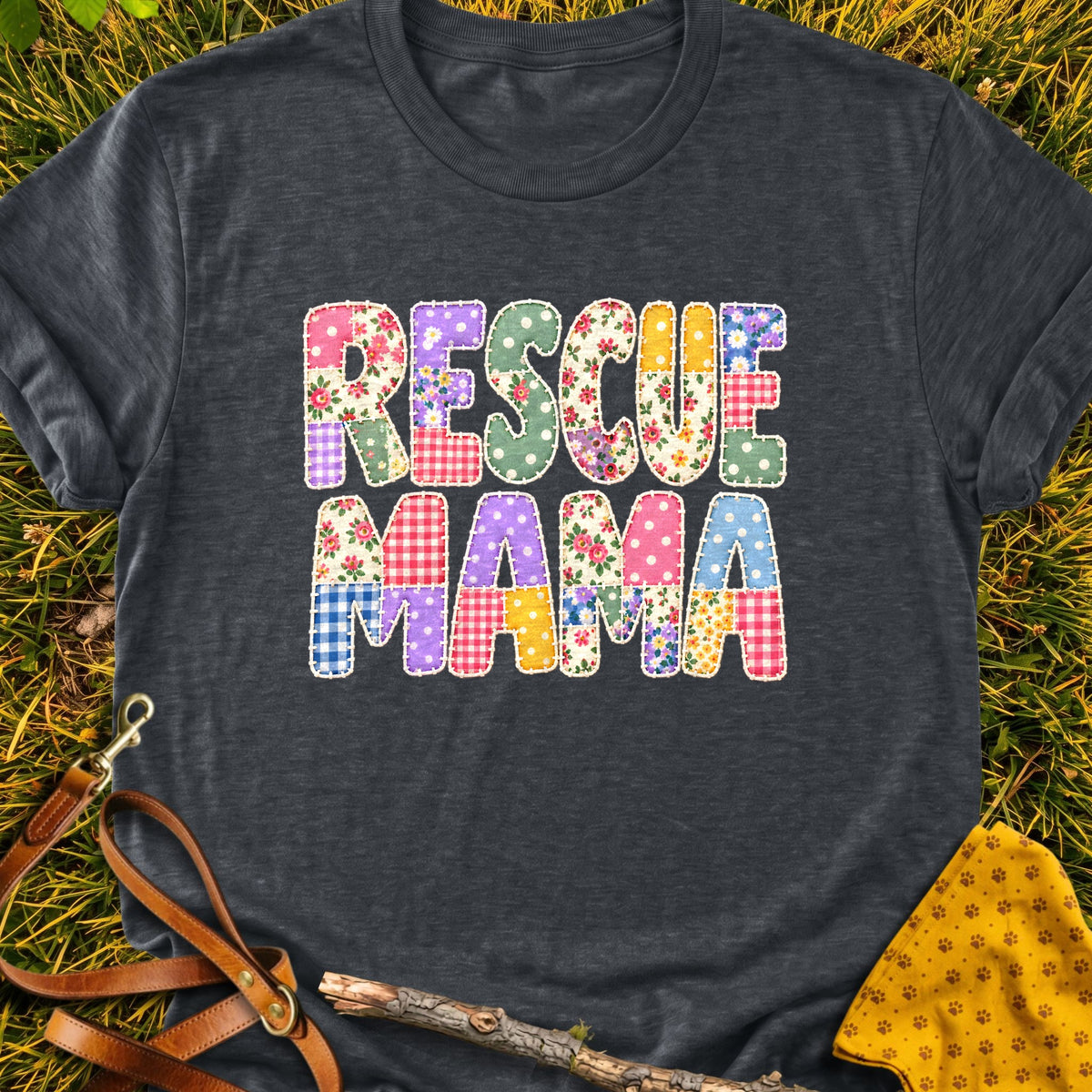 Rescue Mama T-shirt in Dark Heather Grey - Furever Mode rescue dog tee