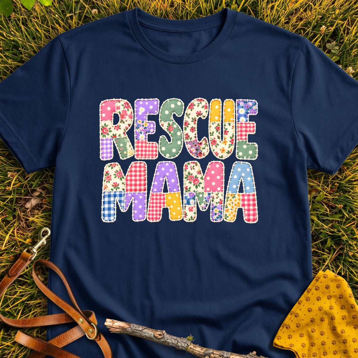 Rescue Mama T-shirt in Navy - Furever Mode rescue dog tee