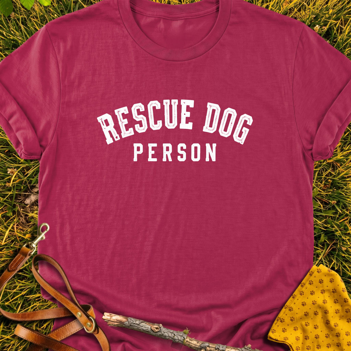 Rescue Person T-shirt in Cardinal Red - Furever Mode rescue dog tee