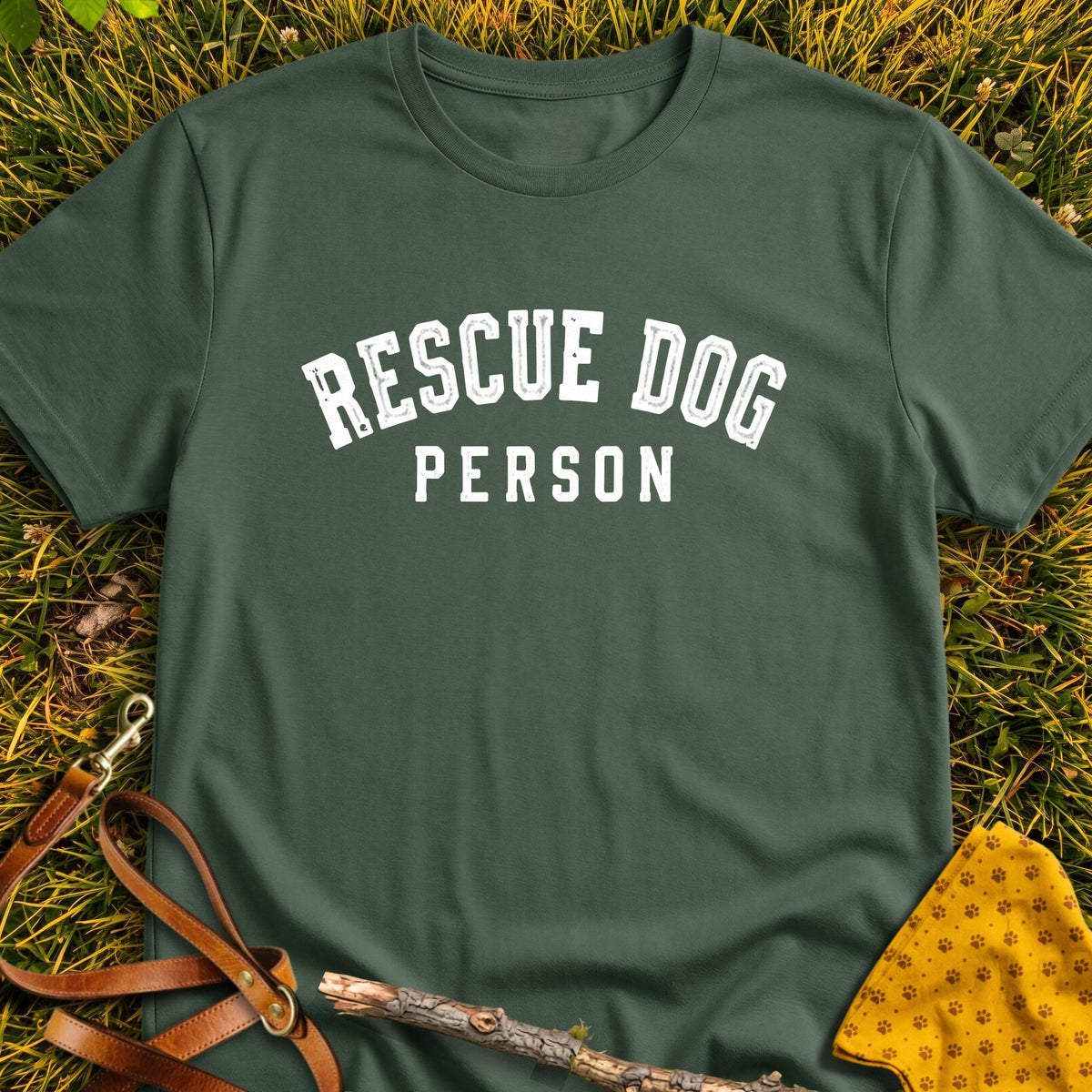 Rescue Person T-shirt in Military Green - Furever Mode rescue dog tee