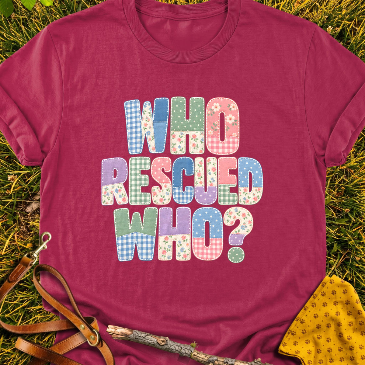 Rescued Who V2 T-shirt in Cardinal Red - Furever Mode rescue dog tee