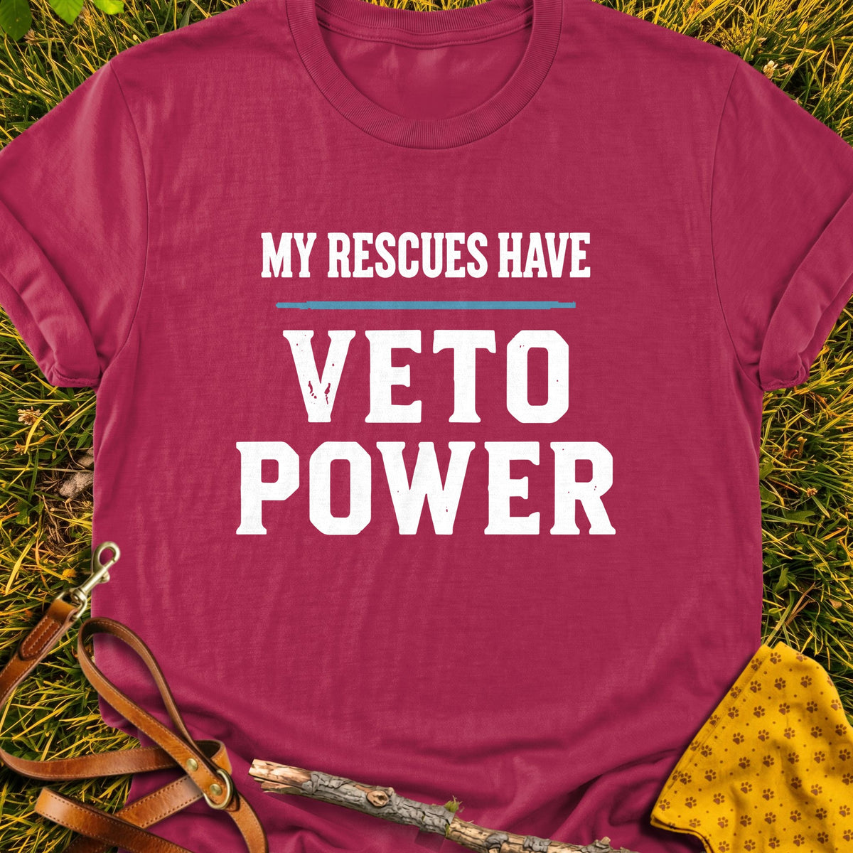 Rescues Veto T-shirt in Cardinal Red - Furever Mode rescue dog tee