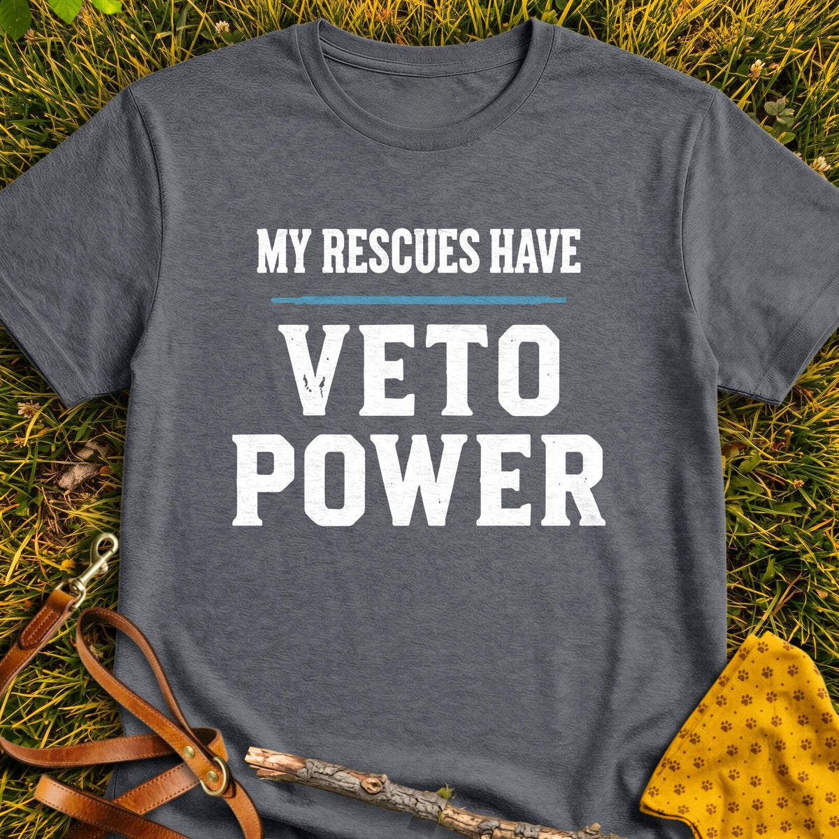 Rescues Veto T-shirt in Dark Heather - Furever Mode rescue dog tee