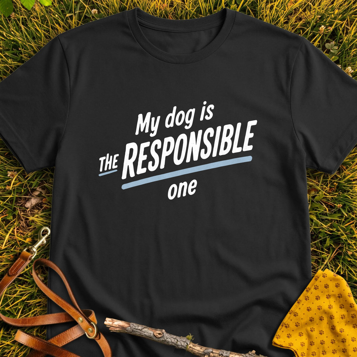 Responsible One T-shirt in Black - Furever Mode rescue dog tee