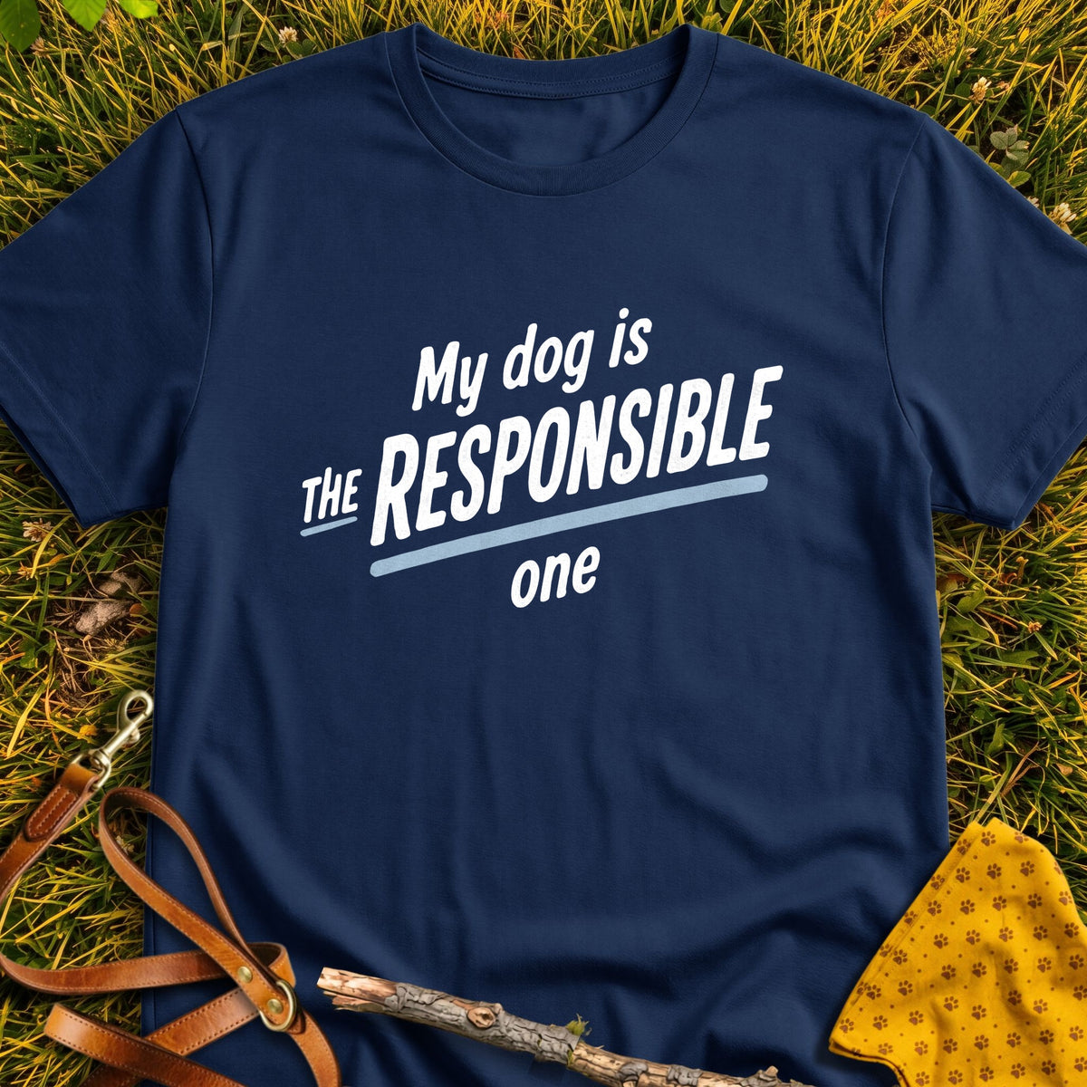 Responsible One T-shirt in Navy - Furever Mode rescue dog tee