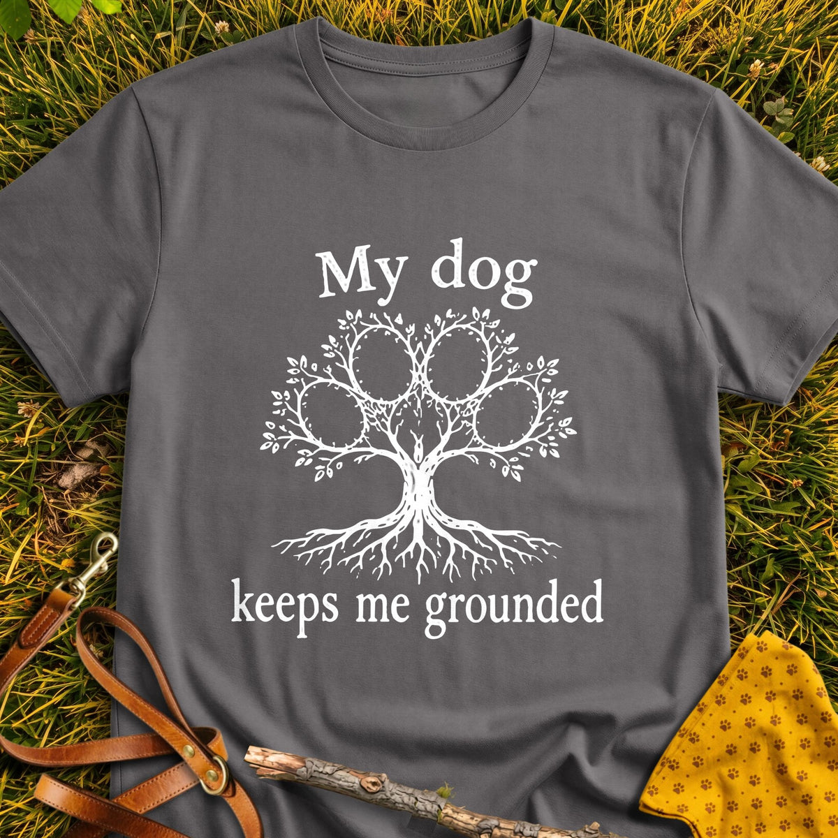 Rooted Love T-shirt in Charcoal - Furever Mode rescue dog tee
