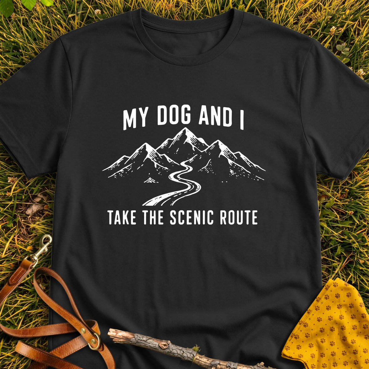 Scenic Route T-shirt in Black - Furever Mode rescue dog tee