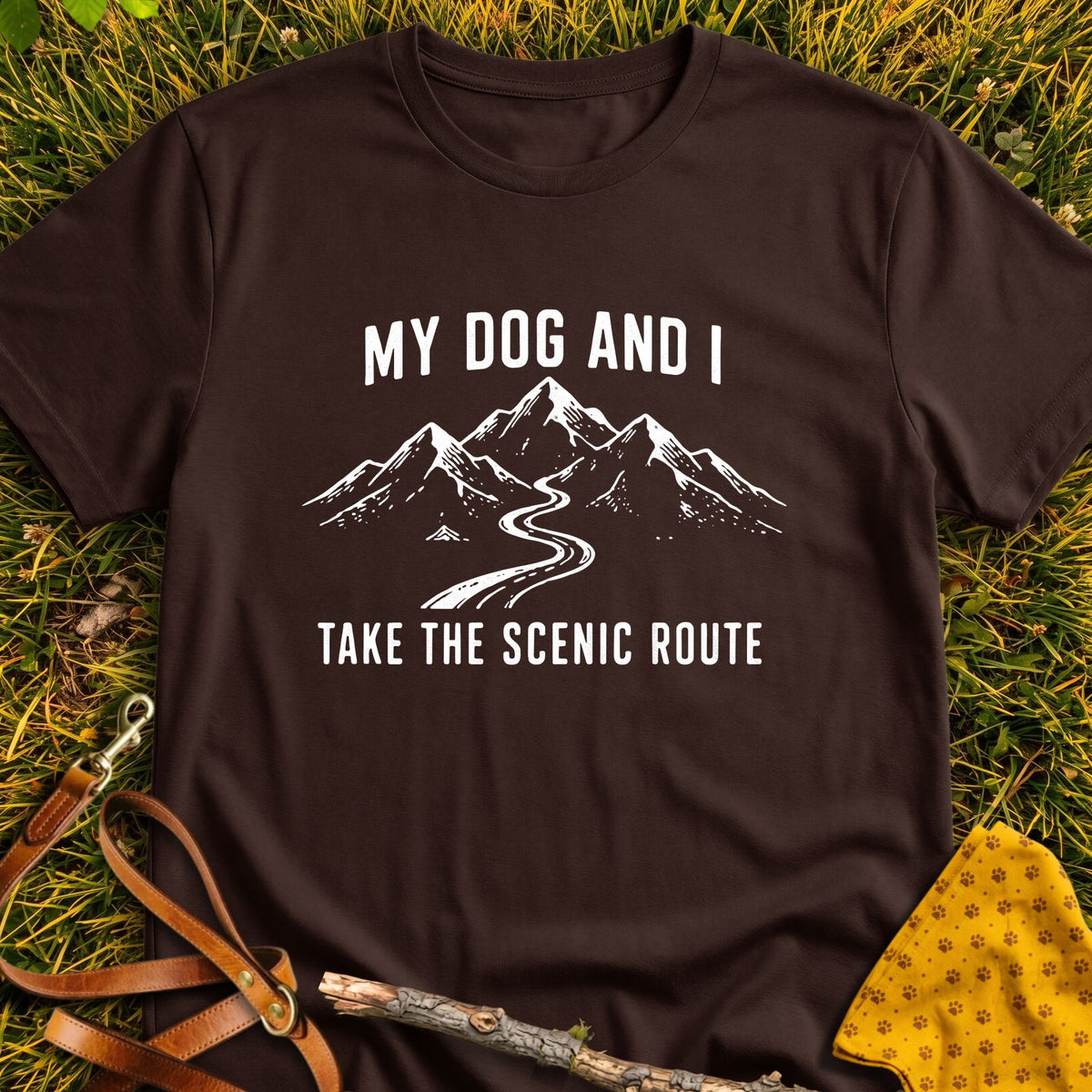 Scenic Route T-shirt in Dark Chocolate - Furever Mode rescue dog tee