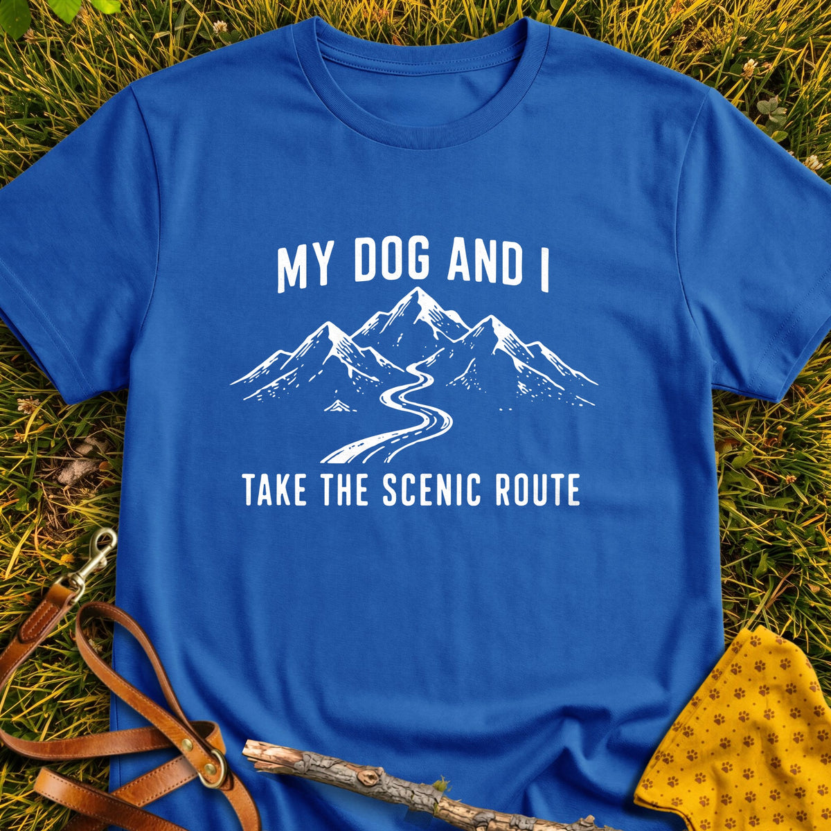 Scenic Route T-shirt in Royal - Furever Mode rescue dog tee