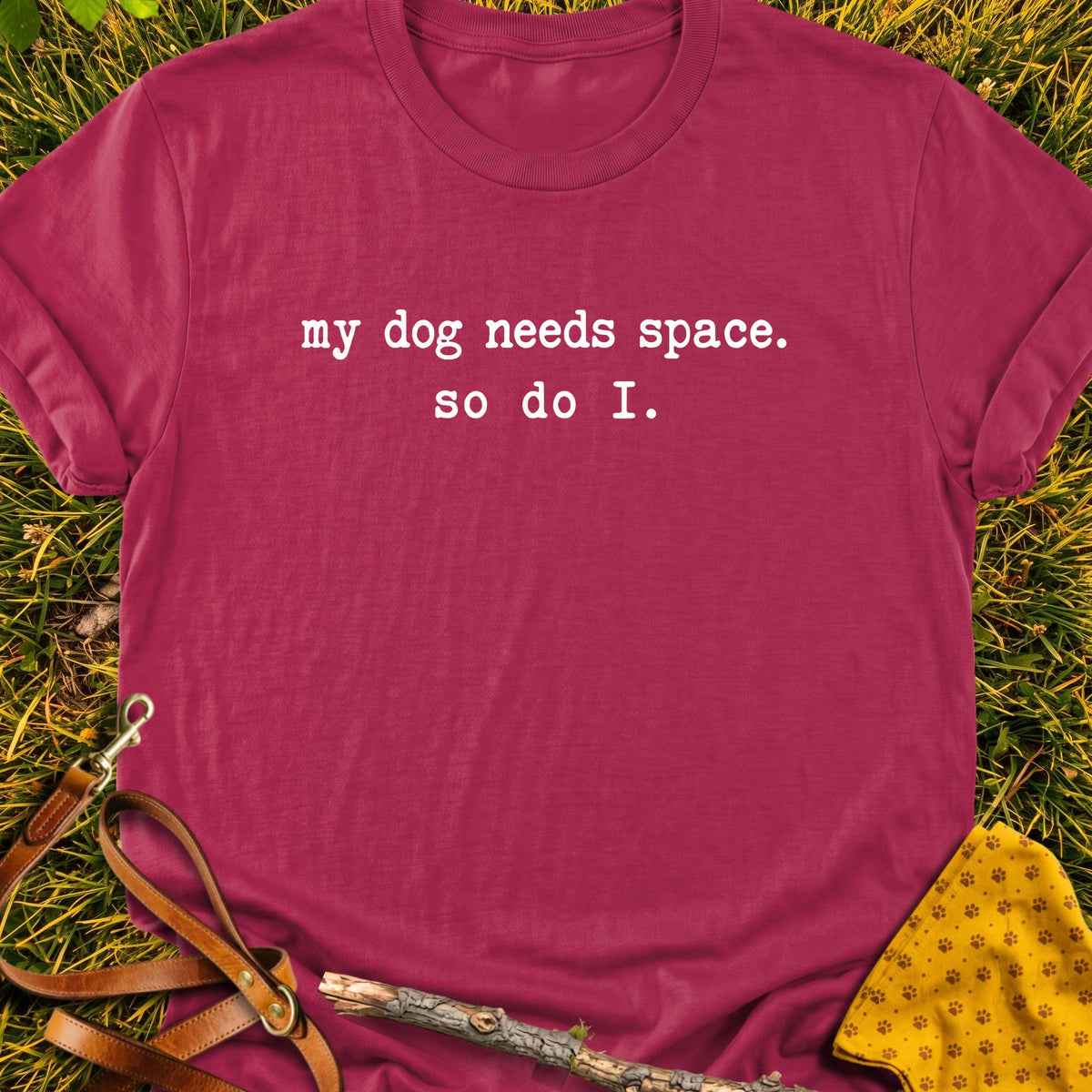Shared Space T-shirt in Cardinal Red - Furever Mode rescue dog tee