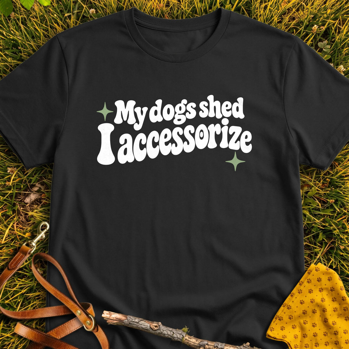 Shed Accessories T-shirt in Black - Furever Mode rescue dog tee