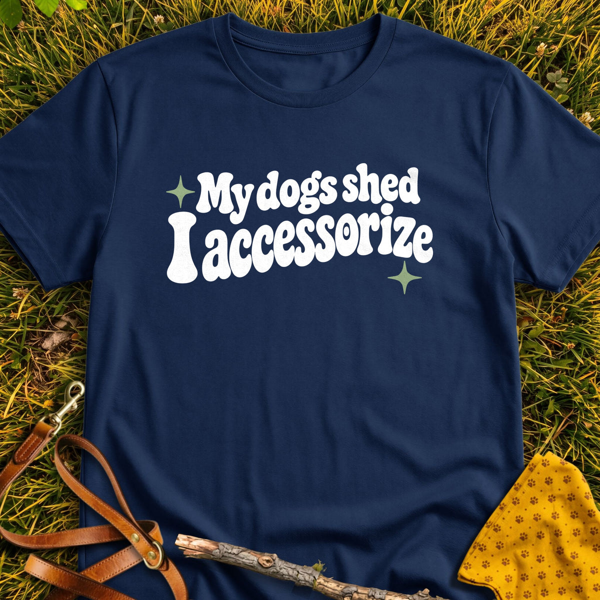 Shed Accessories T-shirt in Navy - Furever Mode rescue dog tee