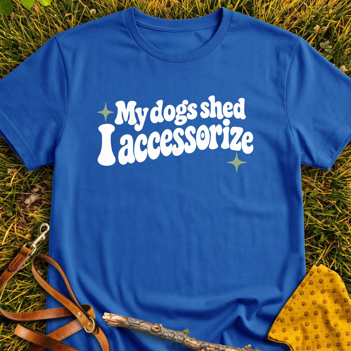 Shed Accessories T-shirt in Royal - Furever Mode rescue dog tee