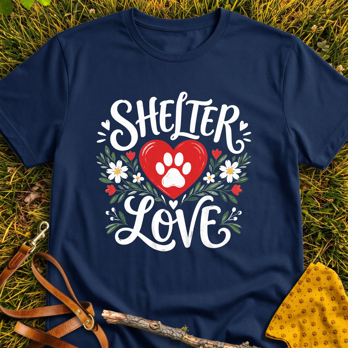 Shelter Love T-shirt in Navy - Furever Mode rescue dog tee