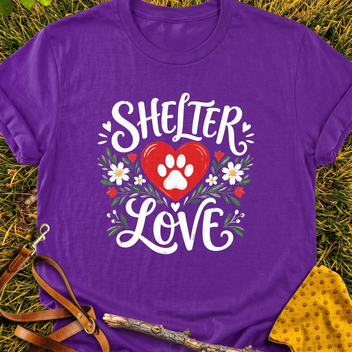 Shelter Love T-shirt in Purple - Furever Mode rescue dog tee