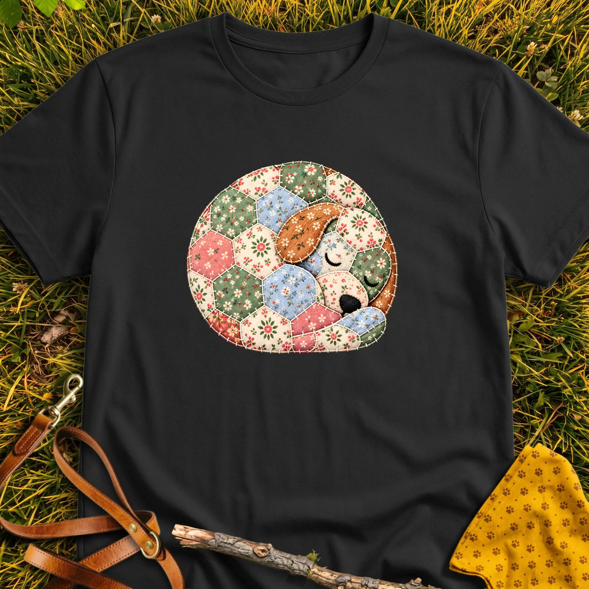 Sleepy Pup T-shirt in Black - Furever Mode rescue dog tee