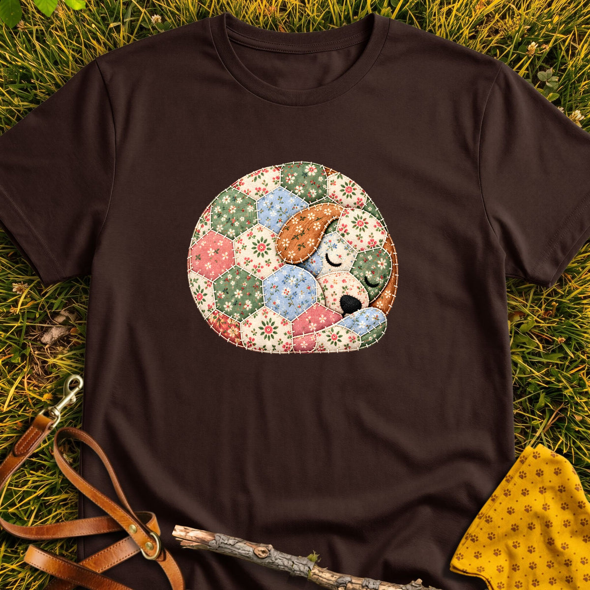 Sleepy Pup T-shirt in Dark Chocolate - Furever Mode rescue dog tee