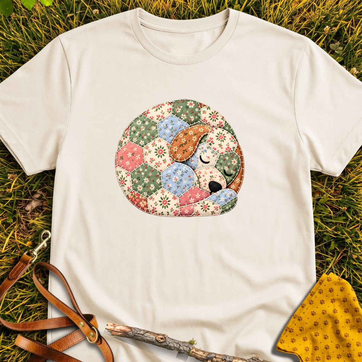 Sleepy Pup T-shirt in Natural - Furever Mode rescue dog tee