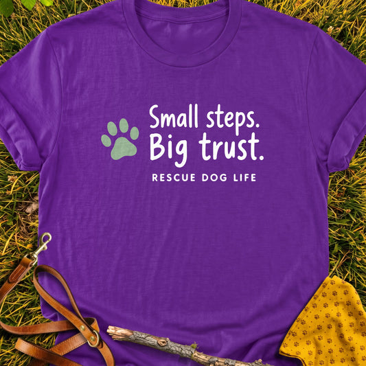 Small Steps T-shirt in Purple - Furever Mode rescue dog tee