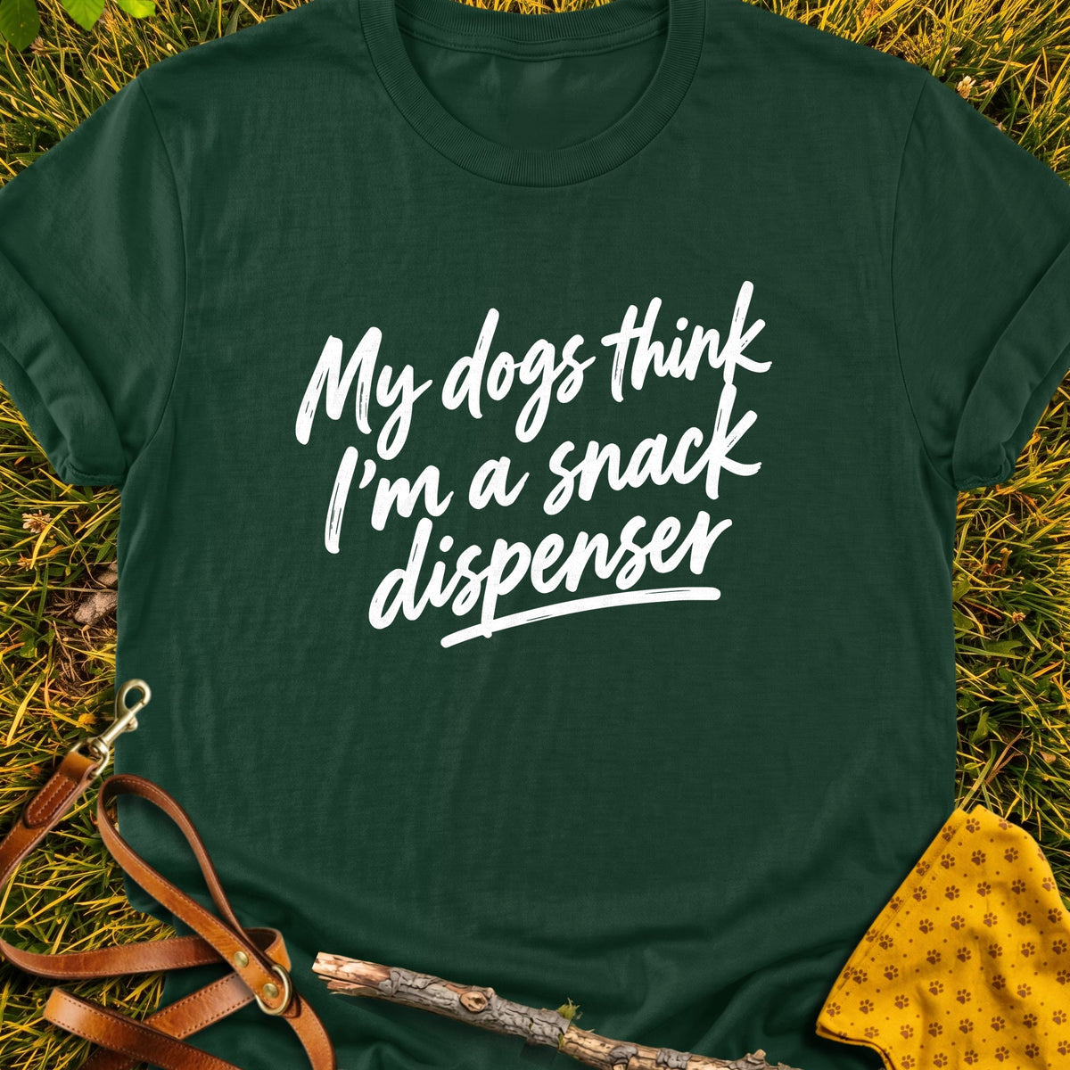 Snack Dispenser T-shirt in Forest Green - Furever Mode rescue dog tee