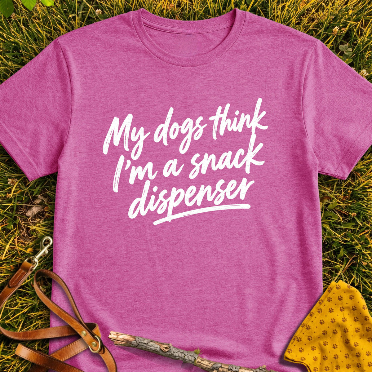 Snack Dispenser T-shirt in Heather Berry - Furever Mode rescue dog tee