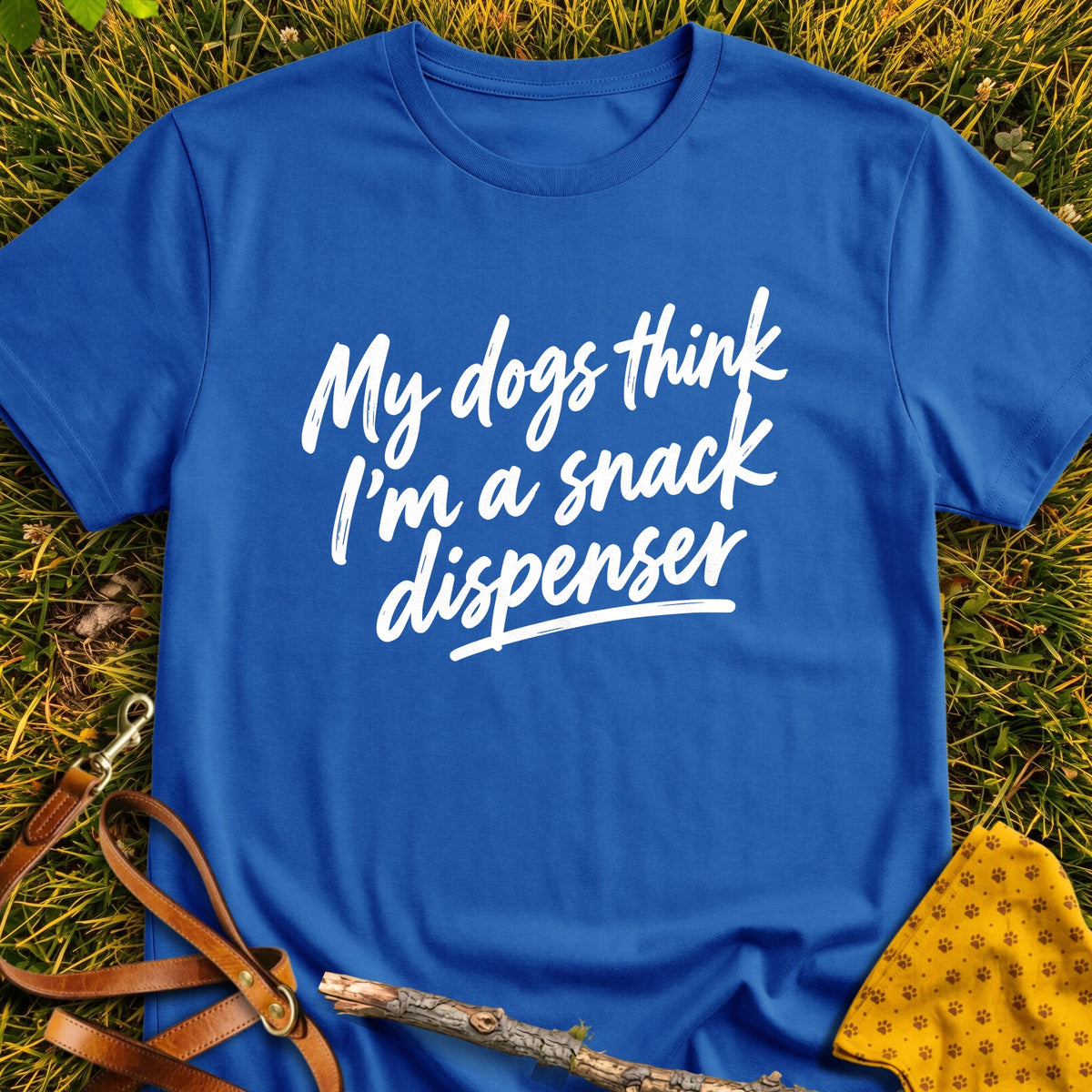 Snack Dispenser T-shirt in Royal - Furever Mode rescue dog tee