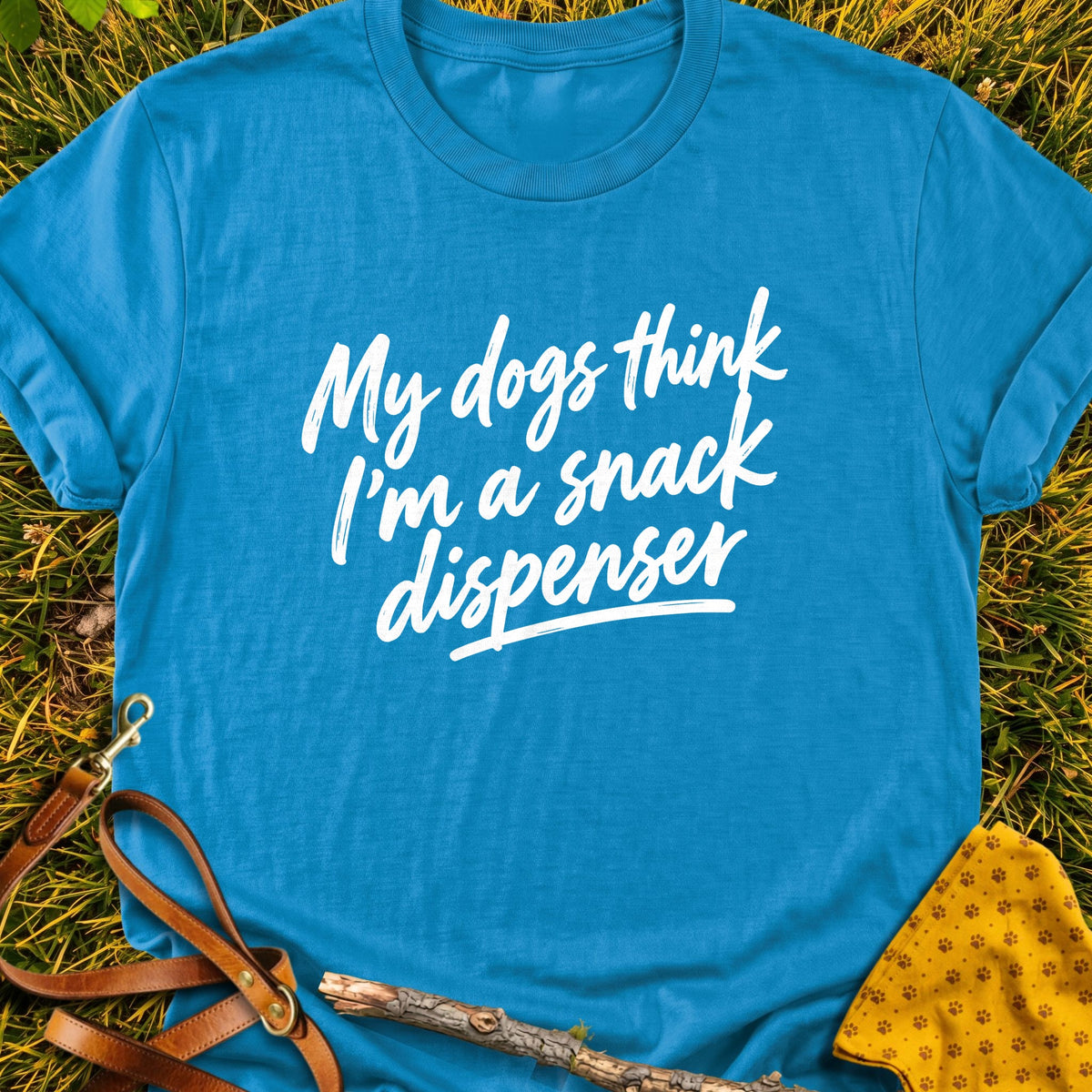 Snack Dispenser T-shirt in Sapphire - Furever Mode rescue dog tee