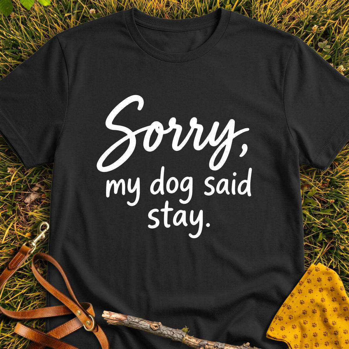 Staying In T-shirt in Black - Furever Mode rescue dog tee