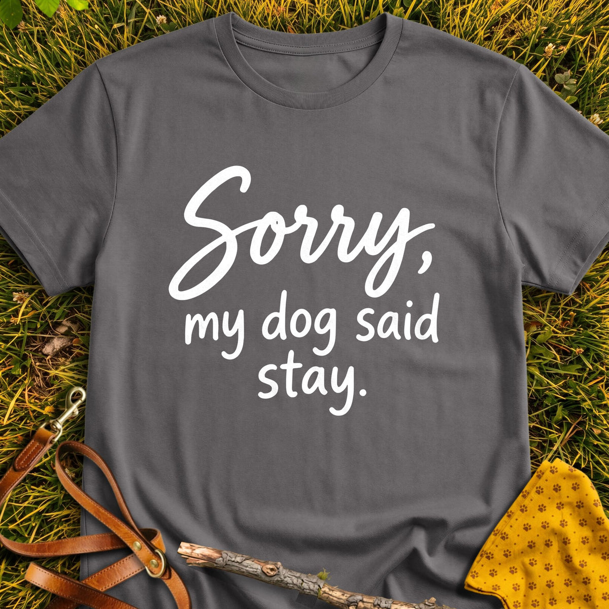 Staying In T-shirt in Charcoal - Furever Mode rescue dog tee