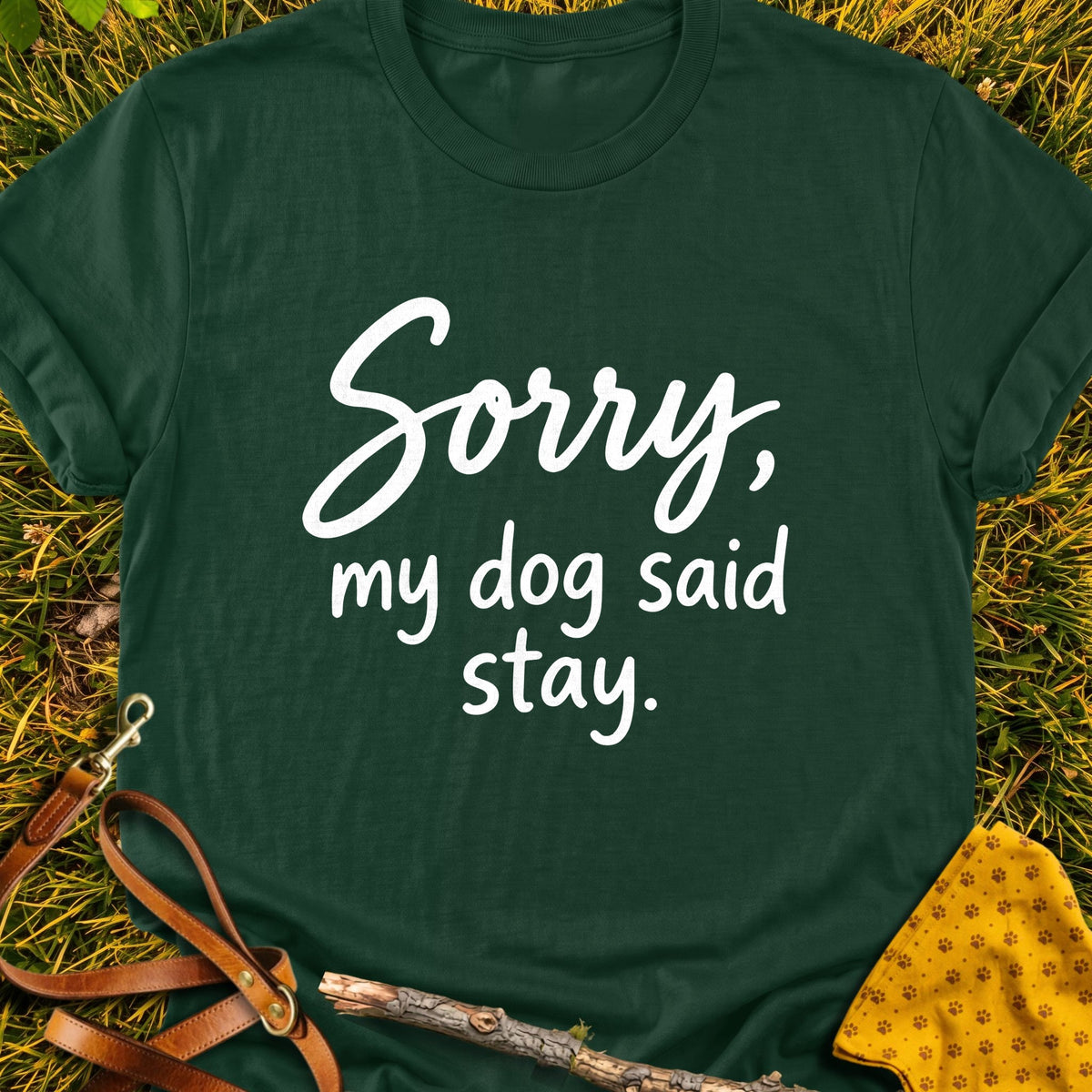 Staying In T-shirt in Forest Green - Furever Mode rescue dog tee
