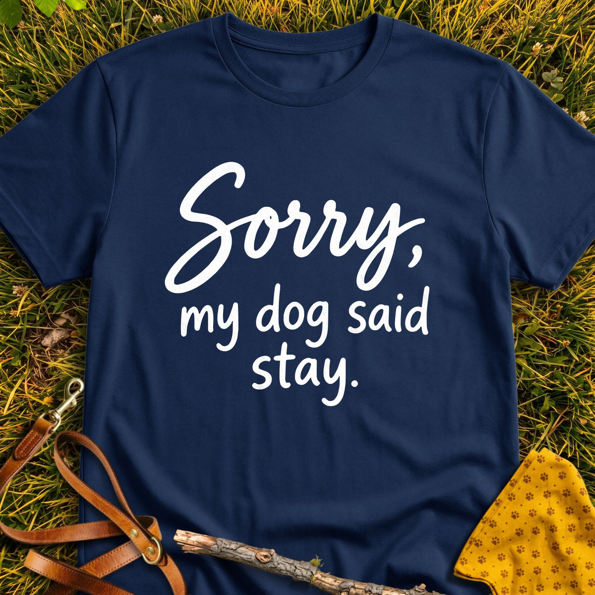 Staying In T-shirt in Navy - Furever Mode rescue dog tee