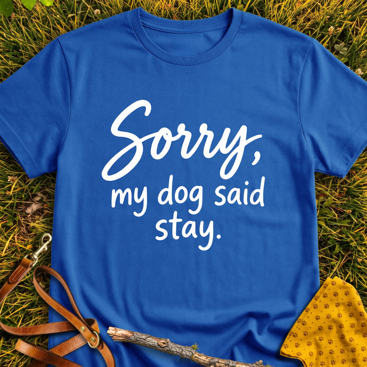 Staying In T-shirt in Royal - Furever Mode rescue dog tee