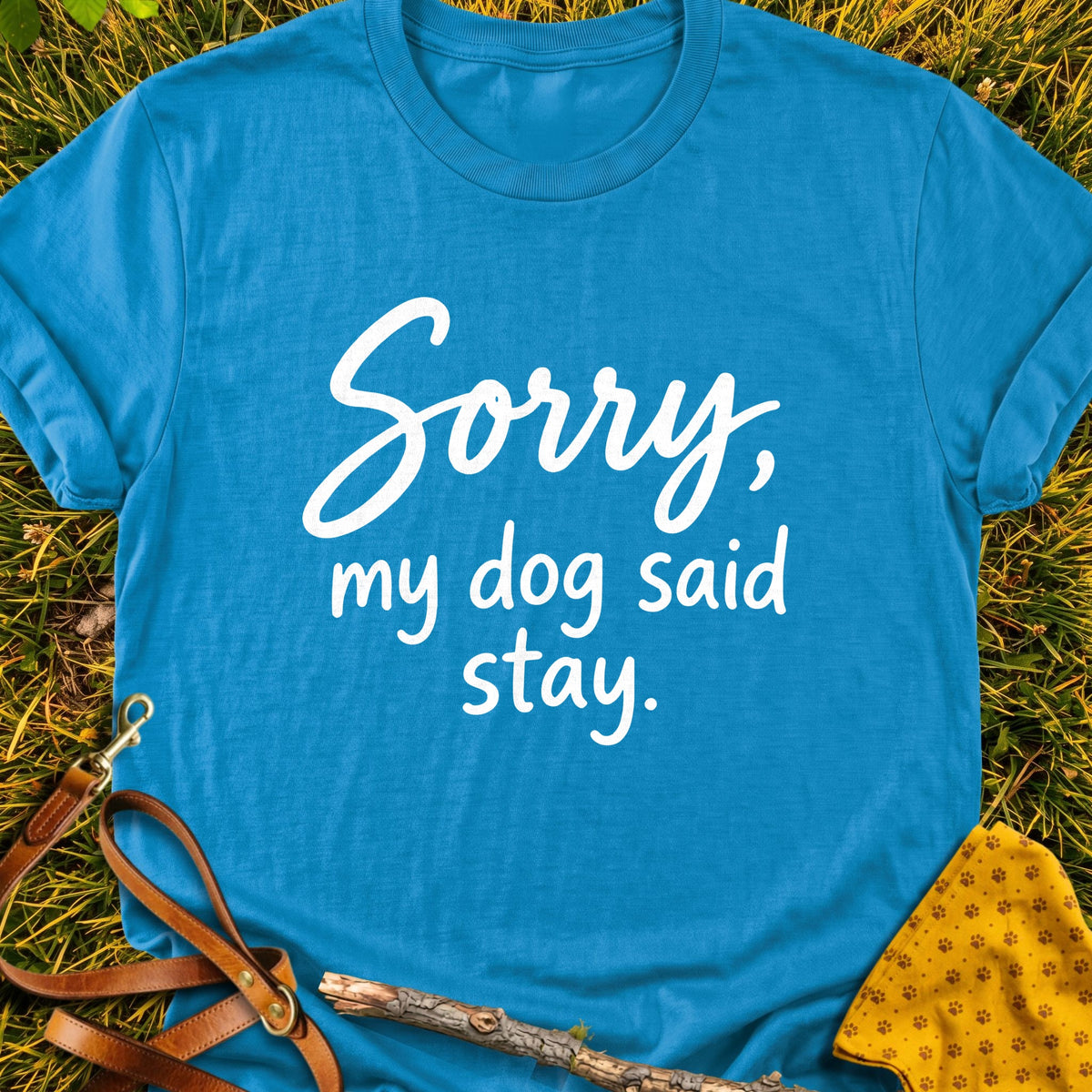 Staying In T-shirt in Sapphire - Furever Mode rescue dog tee