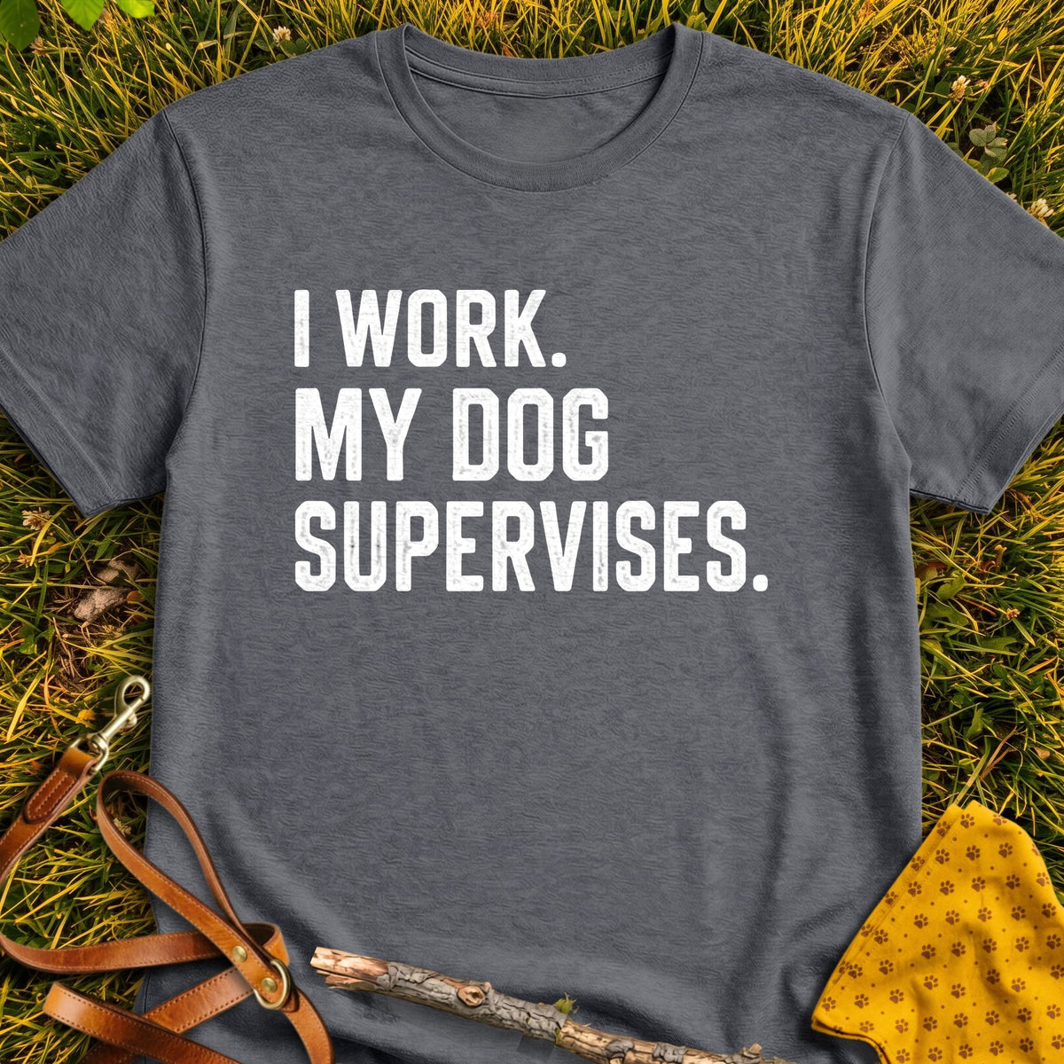 Supervisor T-shirt in Dark Heather - Furever Mode rescue dog tee