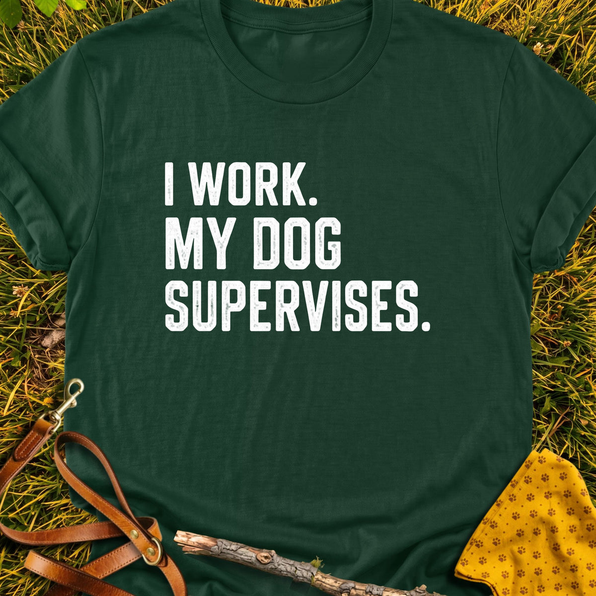 Supervisor T-shirt in Forest Green - Furever Mode rescue dog tee