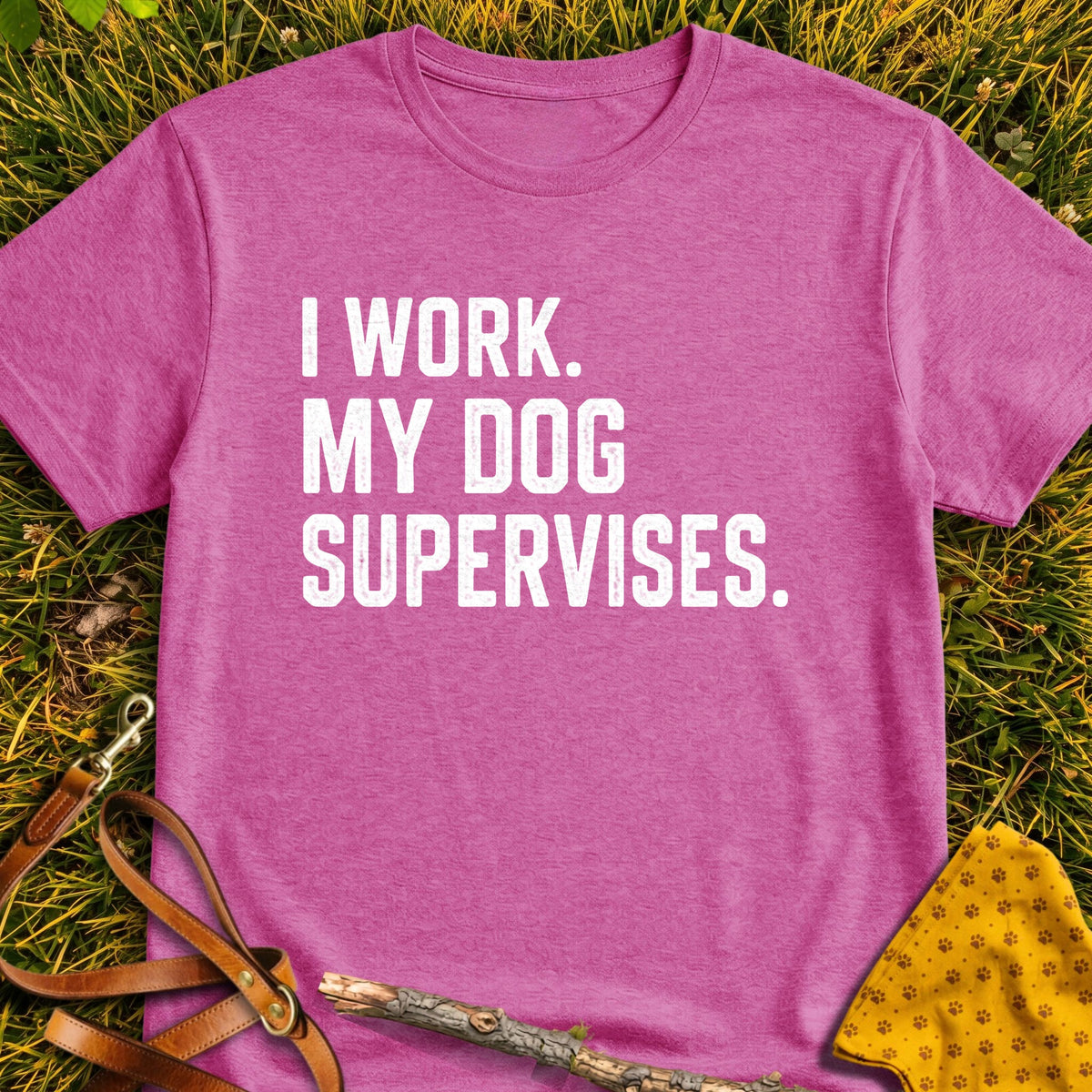 Supervisor T-shirt in Heather Berry - Furever Mode rescue dog tee