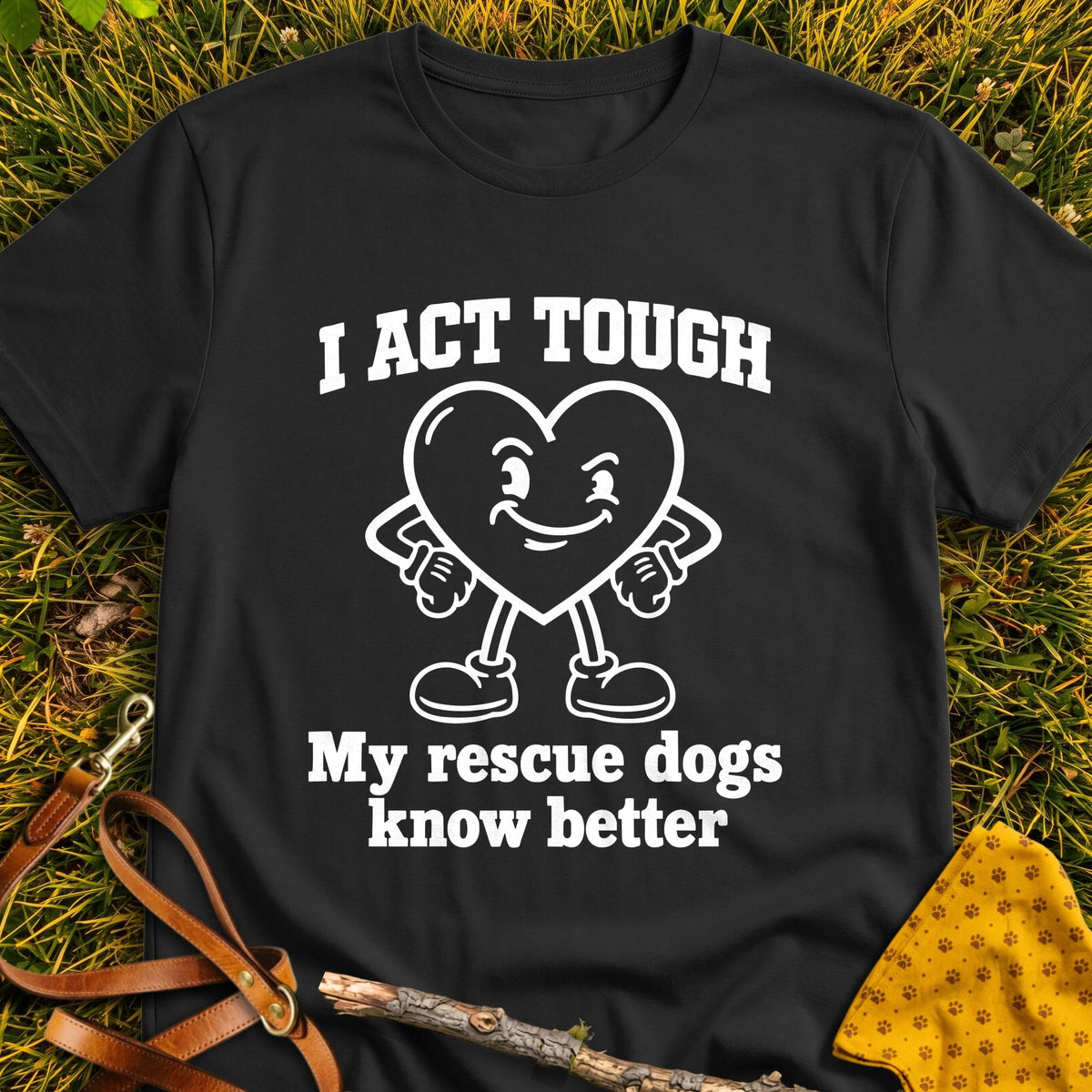 Tough Heart T-shirt in Black - Furever Mode rescue dog tee