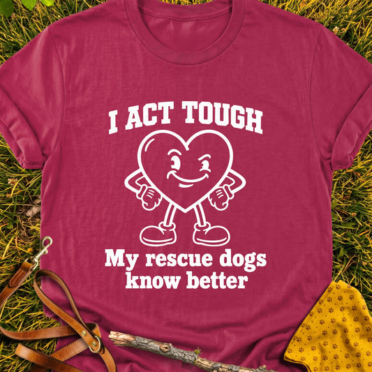 Tough Heart T-shirt in Cardinal Red - Furever Mode rescue dog tee