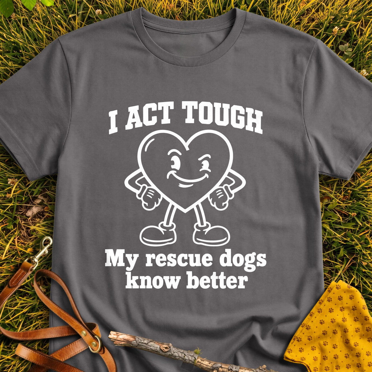 Tough Heart T-shirt in Charcoal - Furever Mode rescue dog tee
